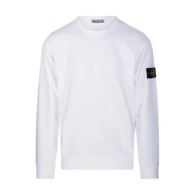 STONE ISLAND Logo Crewneck Pullover Sweatshirt Men White 811562420-V0001