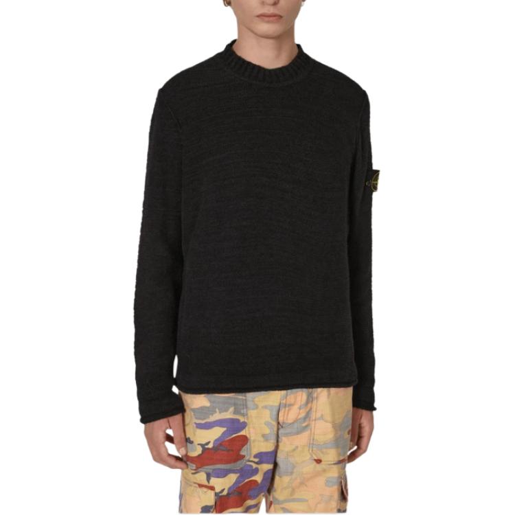 Stone Island Logo Crewneck Pullover Sweatshirt Men’s Black 7715530A6-V0029