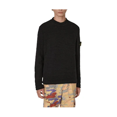 Stone Island Logo Crewneck Pullover Sweatshirt Men’s Black 7715530A6-V0029