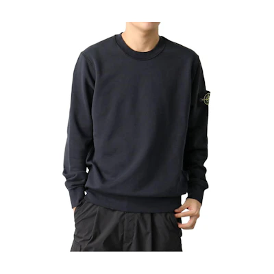 Stone Island Logo Crewneck Pullover Sweatshirt Navy Blue 350224169-A0020