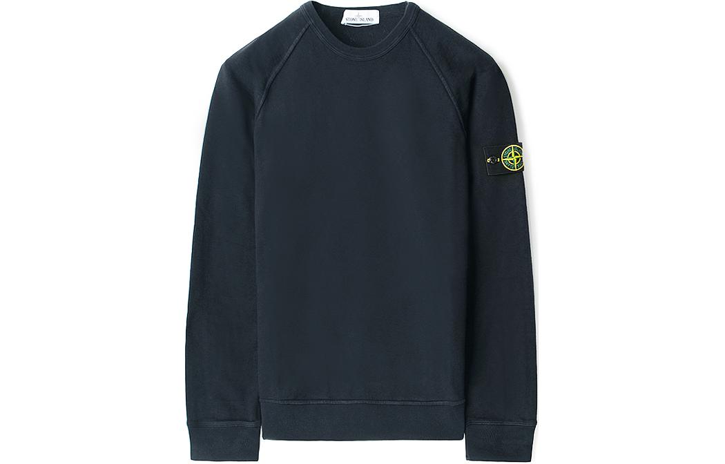Stone Island Logo Crewneck Raglan Long Sleeve Sweatshirt Navy Blue (Men) 741566060-V0020