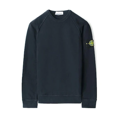Stone Island Logo Crewneck Raglan Long Sleeve Sweatshirt Navy Blue (Men) 741566060-V0020