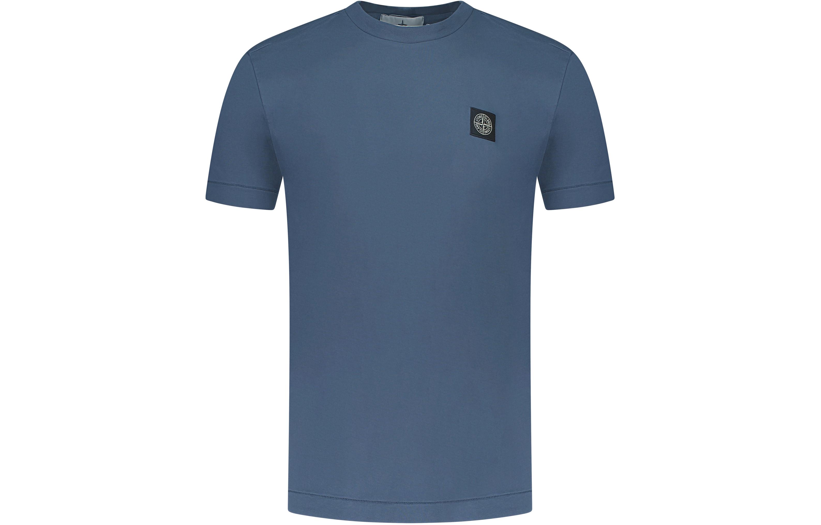STONE ISLAND Logo Crewneck Short Sleeve T-Shirt Men’s Blue 801524113-V0024