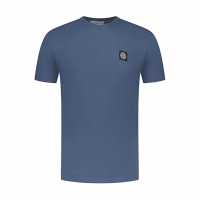 STONE ISLAND Logo Crewneck Short Sleeve T-Shirt Men’s Blue 801524113-V0024