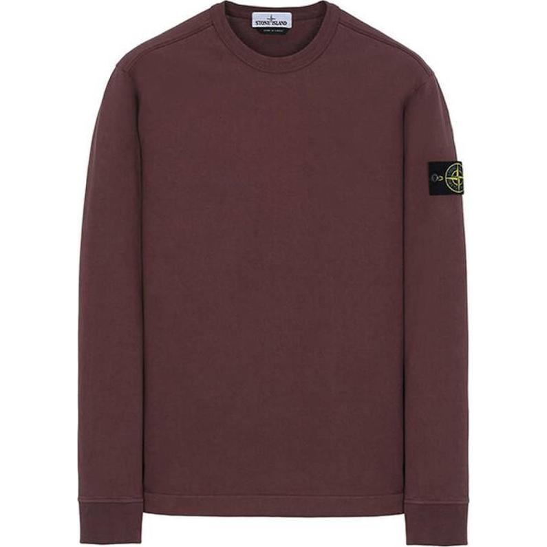 Stone Island Logo Crewneck Sweatshirt Maroon 741564450-V0011