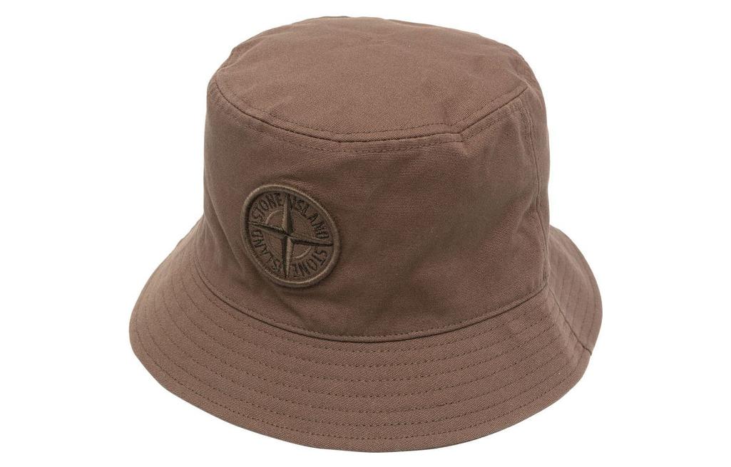 STONE ISLAND Logo Embroidered Classic Bucket Hat Coffee Brown Men. 781599461V0054