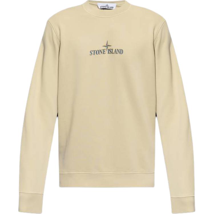 Stone Island Logo Embroidered Crewneck Long Sleeve Sweatshirt Men Light Brown 811566182-V0097