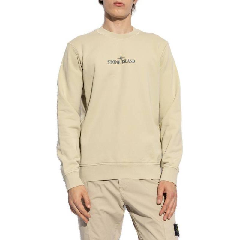 Lookbook 石島徽標刺繡男款長袖圓領衛衣 淺棕色 811566182-V0097