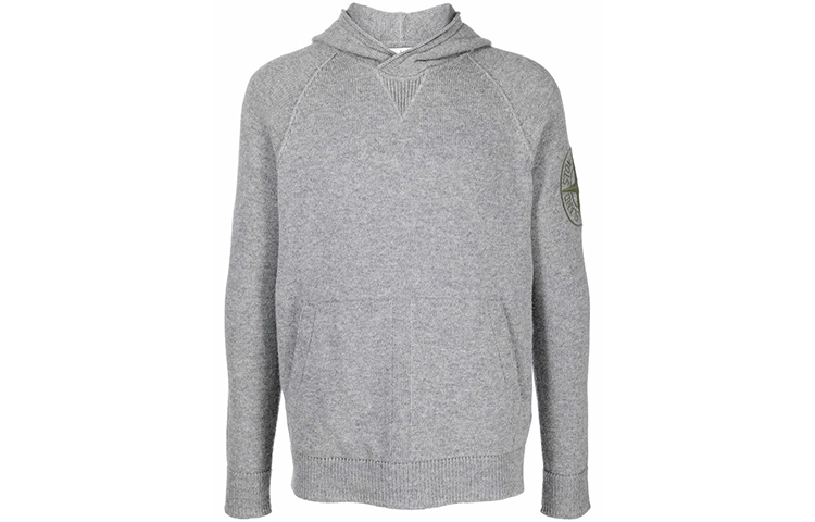 Stone Island Logo Embroidered Hoodie Grey 7515513B7-V0060