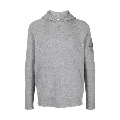 Stone Island Logo Embroidered Hoodie Grey 7515513B7-V0060