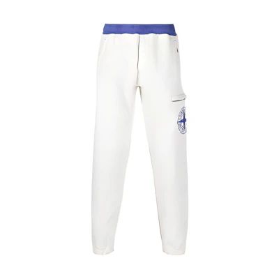 STONE ISLAND Logo Embroidered Knit Sweatpants White 751562937-V0043
