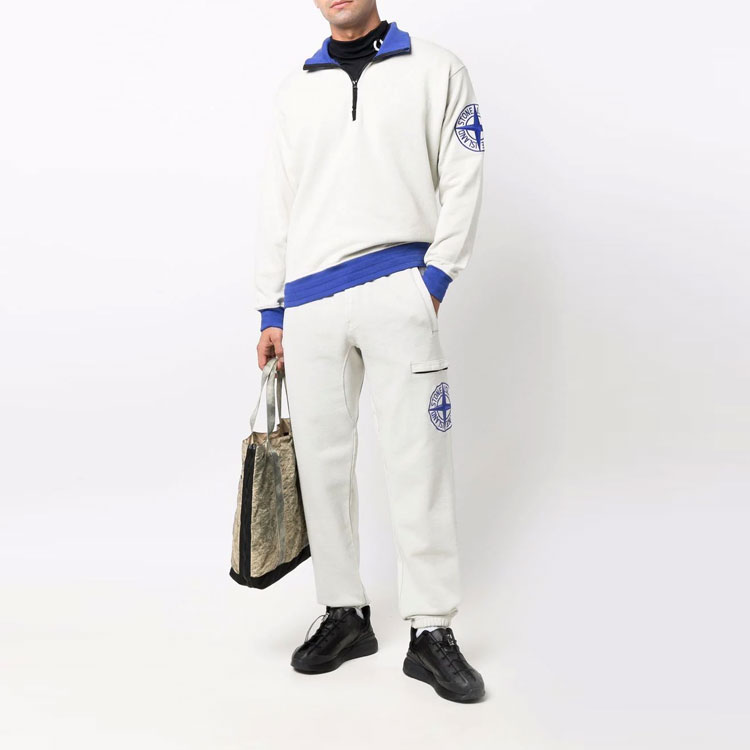 STONE ISLAND Logo Embroidered Knit Sweatpants White 751562937-V0043 圖 3