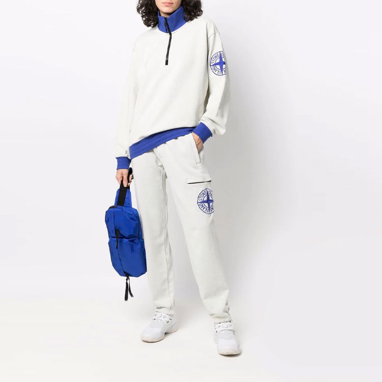 STONE ISLAND Logo Embroidered Knit Sweatpants White 751562937-V0043 圖 4