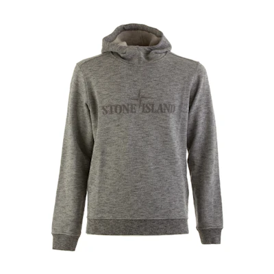 Stone Island Logo Embroidered Pullover Hoodie Grey - 701565438-V0060