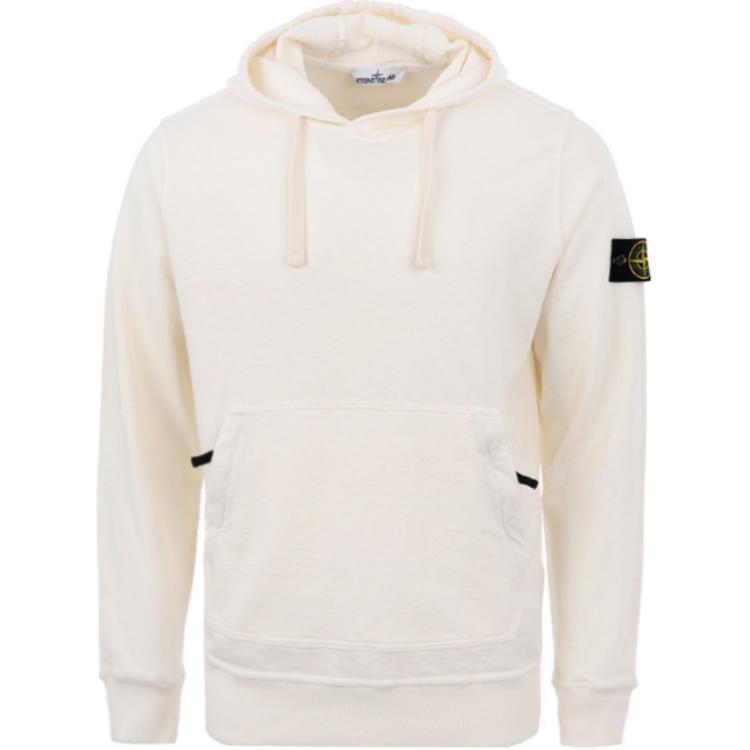 Stone Island Logo Embroidered Pullover Hoodie White 721564960-V0093