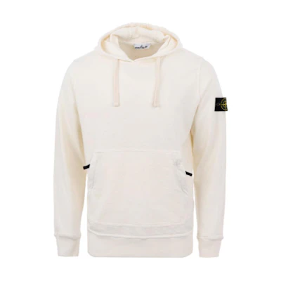 Stone Island Logo Embroidered Pullover Hoodie White 721564960-V0093