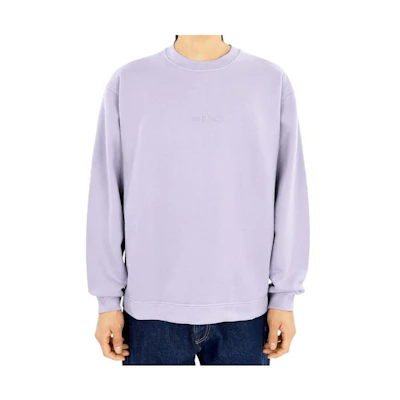 Stone Island Logo Embroidered Purple Oversized Crewneck Sweatshirt for Men 791565477V0047