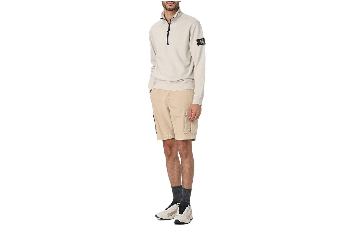 Stone Island Logo Half-Zip High Neck Long Sleeve Sweatshirt White 791562720-V0097