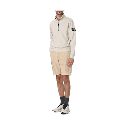 Stone Island Logo Half-Zip High Neck Long Sleeve Sweatshirt White 791562720-V0097