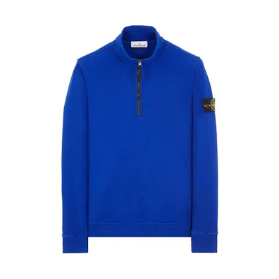 Stone Island Logo Half-Zip Mock Neck Sweatshirt Blue 791562720-V0022