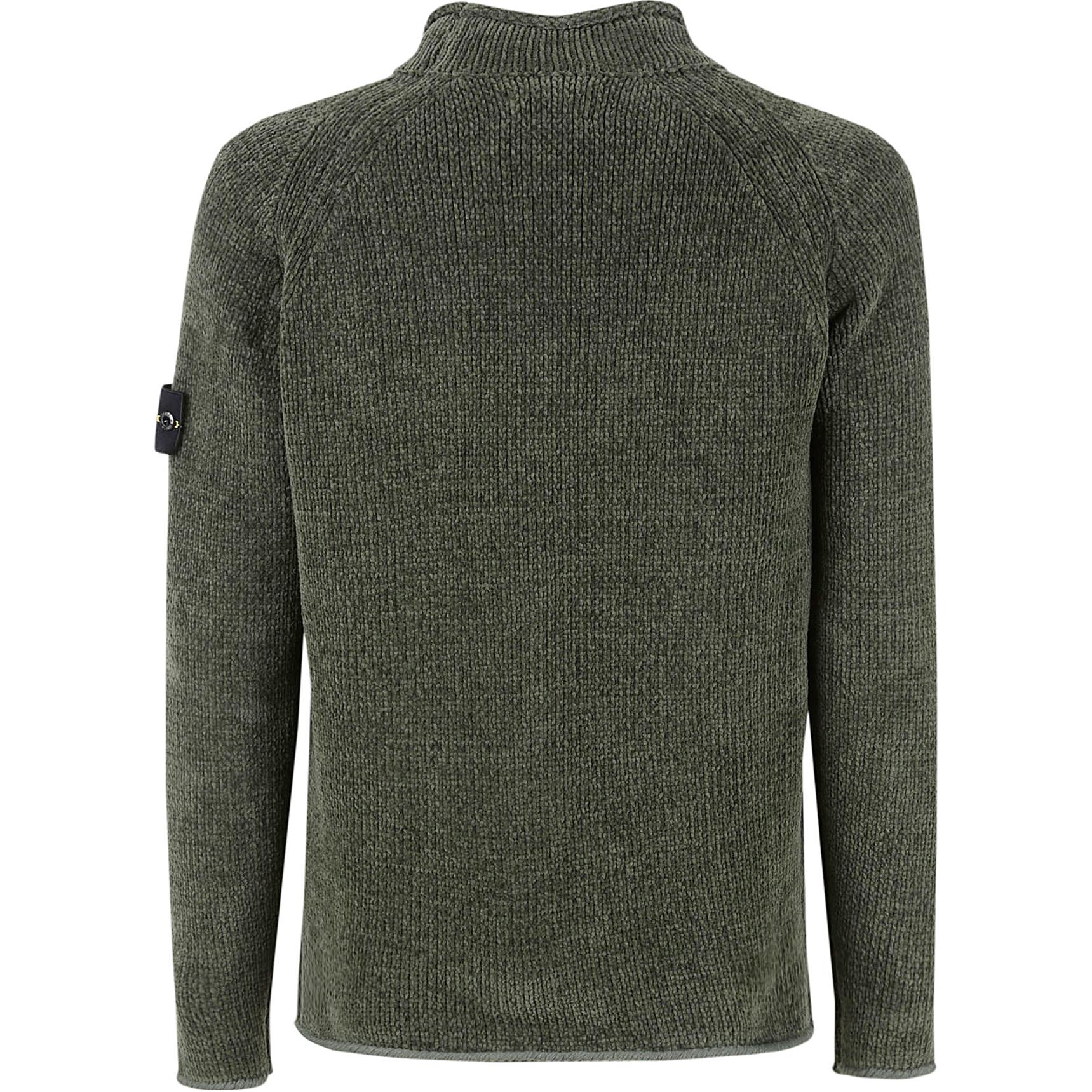 Lookbook STONE ISLAND Logo High-Neck Green Sweater  Long Sleeve 8115557A9-V0059