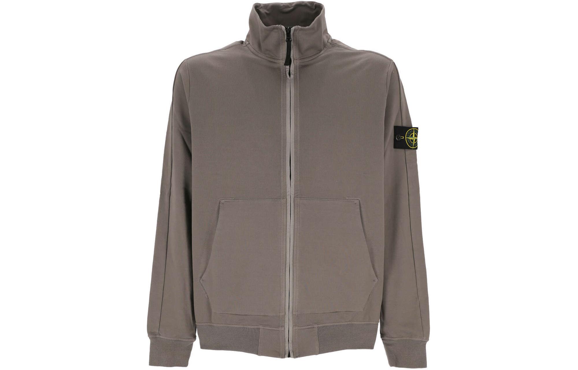 Stone Island Logo High-Neck Jacket Grey 801564952-V0092