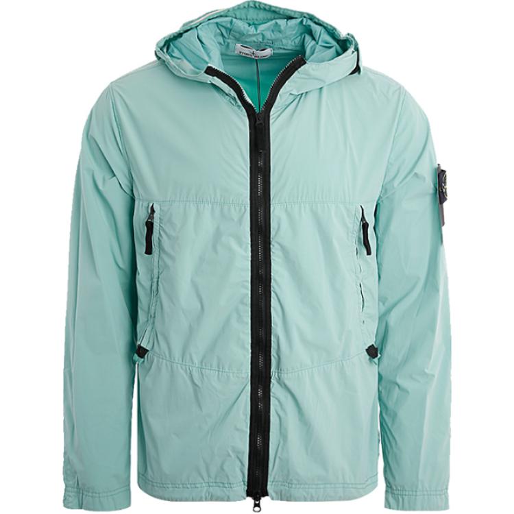 Stone Island Logo Hooded Zip-Up Jacket Mint Green - Style 741540131-V0044