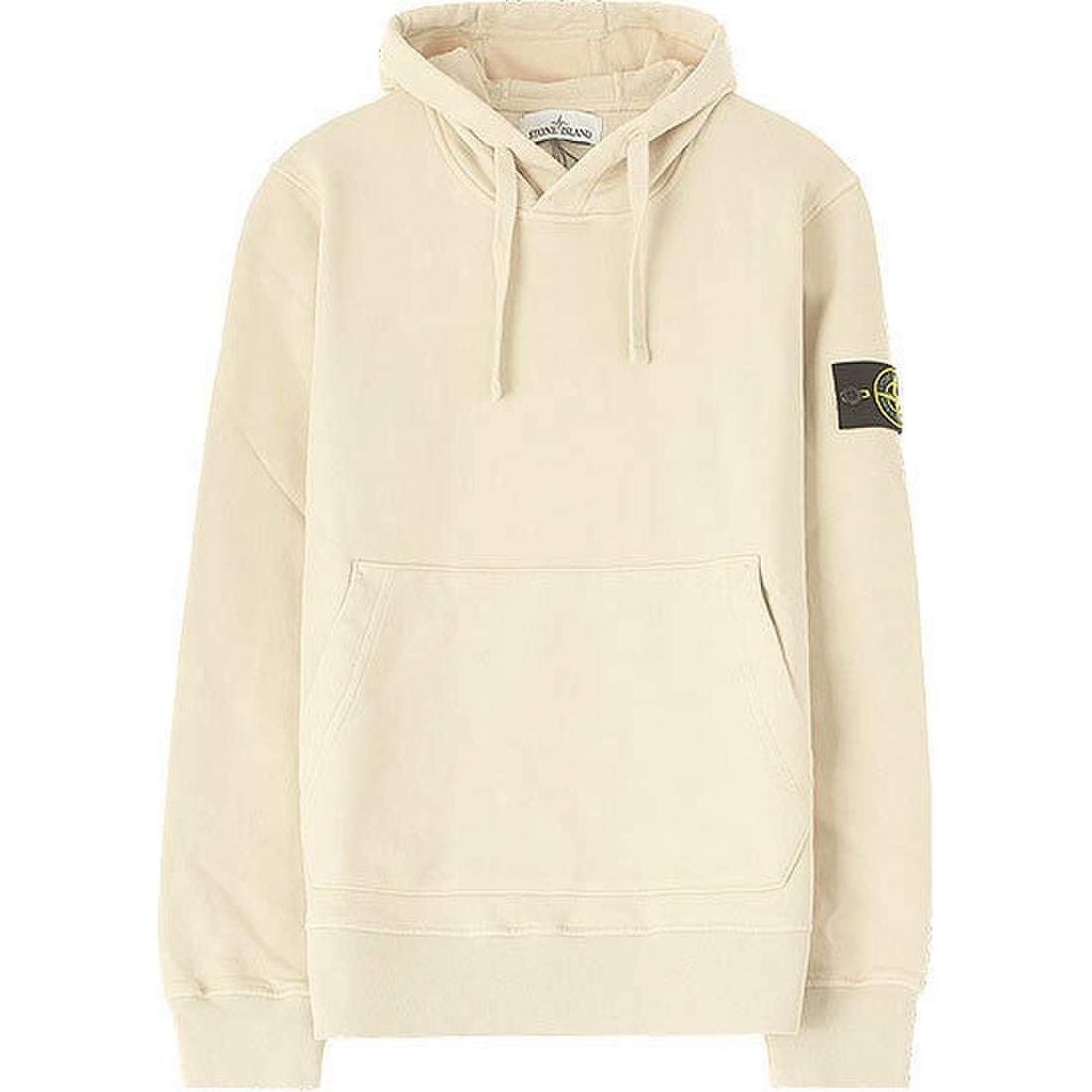 Stone Island Logo Hoodie Beige Long Sleeve Pullover 721564151-V0090