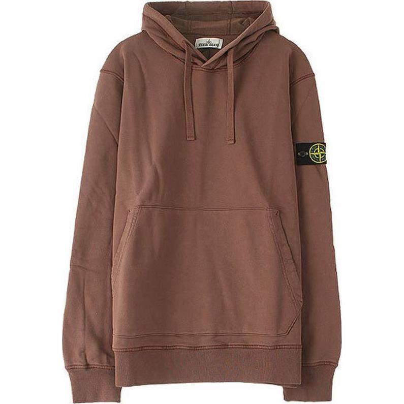 Stone Island Logo Hoodie Menswear Brown Long Sleeve 721564151-V0076