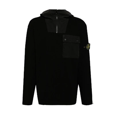 Stone Island Logo Hoodie Pullover Sweater Black 8015510D3-V0029