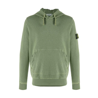 Stone Island Logo Hoodie Relaxed Fit Long Sleeve Green Pullover 721564960-V0158
