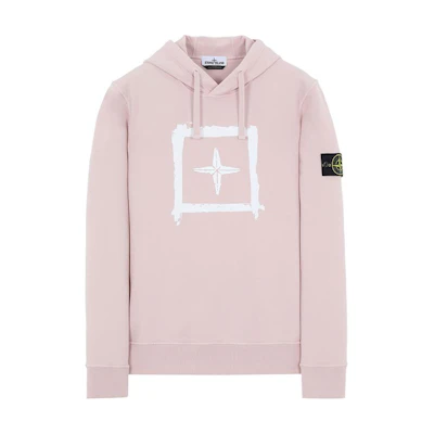 Stone Island Logo Hoodie Unisex Pink Long Sleeve 741565894-V0086