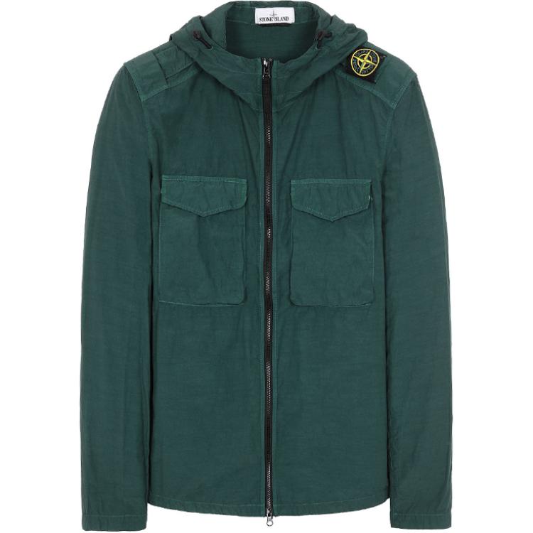 Stone Island Logo Hoodie Zip-Up Jacket Green Long Sleeve Outerwear 741511602-V0057