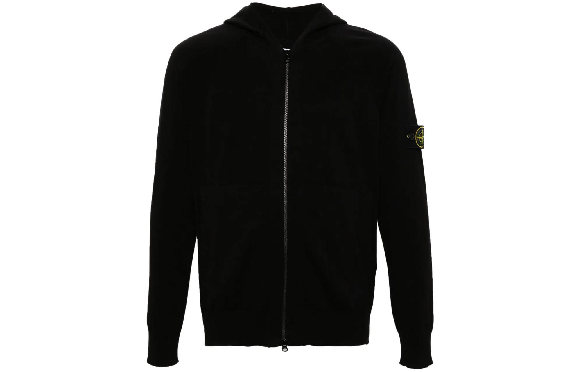 Stone Island Logo Hoodie Zip-Up Long Sleeve Jacket Black 8015547B2-V0029