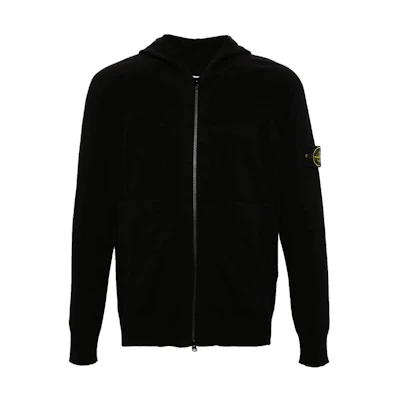 Stone Island Logo Hoodie Zip-Up Long Sleeve Jacket Black 8015547B2-V0029
