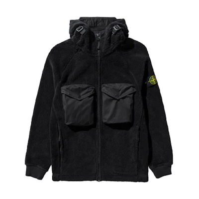 STONE ISLAND Logo Lambswool Patch Pocket Jacket for Men - Black 751560134-V0029