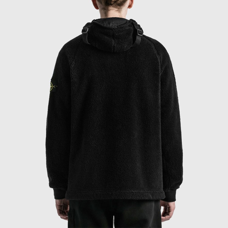 STONE ISLAND Logo Lambswool Patch Pocket Jacket for Men - Black 751560134-V0029 圖 6