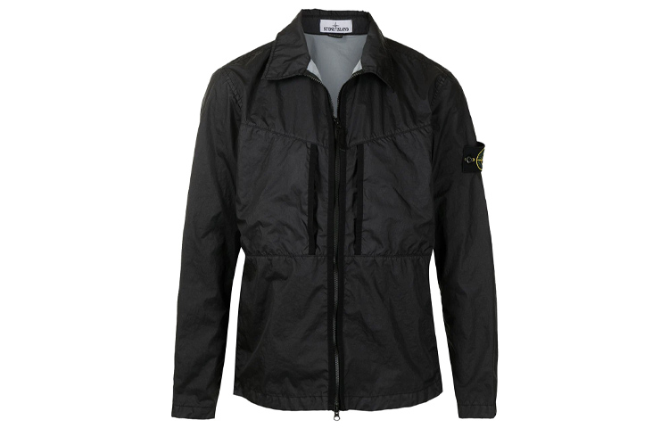 Stone Island Logo Lettering Zip-Up Loose Jacket Navy Blue - 741510523-V0020