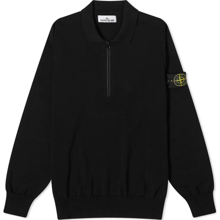 Order Stone Island 經典黑色長袖徽標POLO衫 8015543B2-V0029