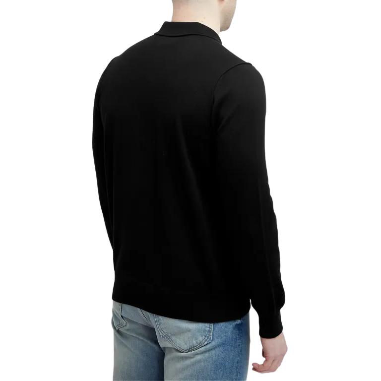 Shop Stone Island 經典黑色長袖徽標POLO衫 8015543B2-V0029