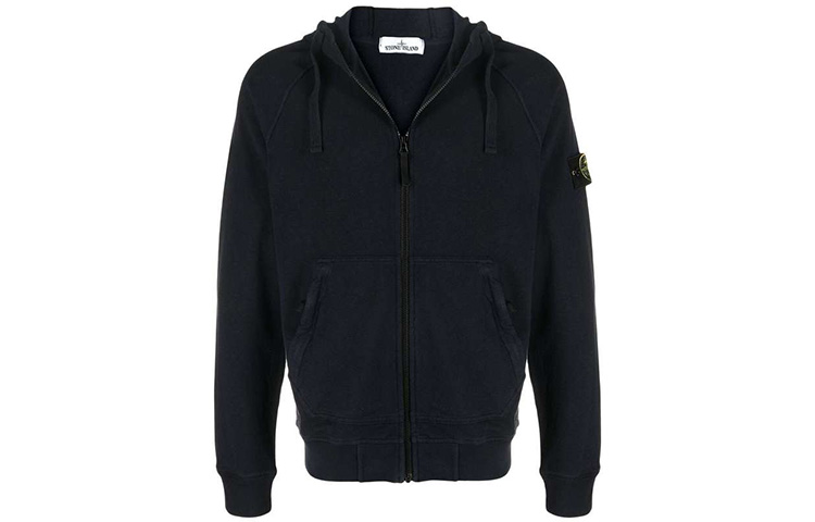 Stone Island Logo Loose Fit Hoodie Navy Blue Menswear 741561560-V0020