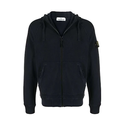 Stone Island Logo Loose Fit Hoodie Navy Blue Menswear 741561560-V0020