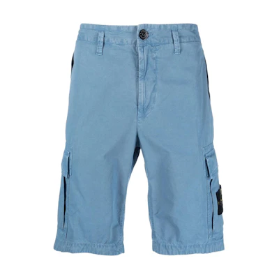 STONE ISLAND Logo Mid-Rise Cotton Casual Straight Shorts Men - Summer Style. 7615L11WA-V0146