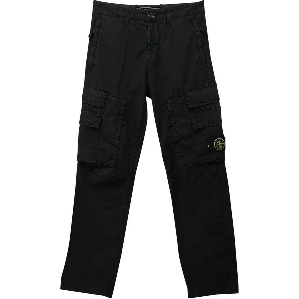 STONE ISLAND Logo Mid-Rise Straight Cargo Pants Men’s Black 791530510-V0029