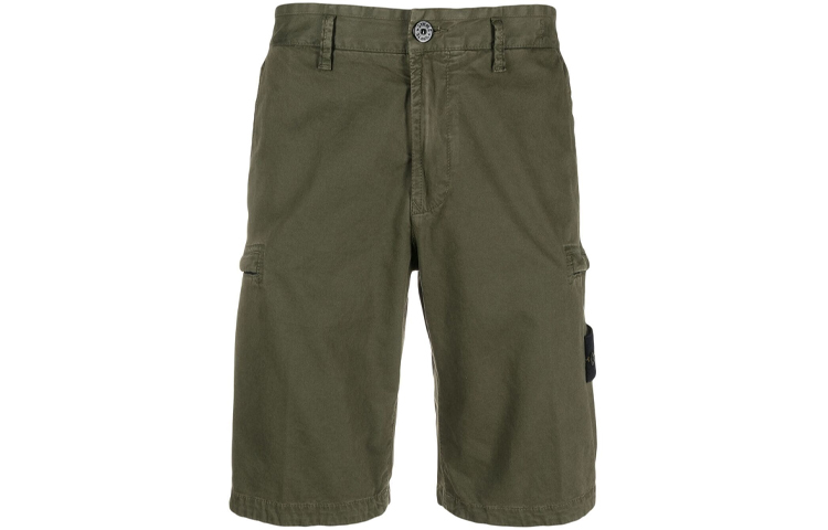 STONE ISLAND Logo Olive Green  Casual Shorts. 7415L0504-V0158 圖 2
