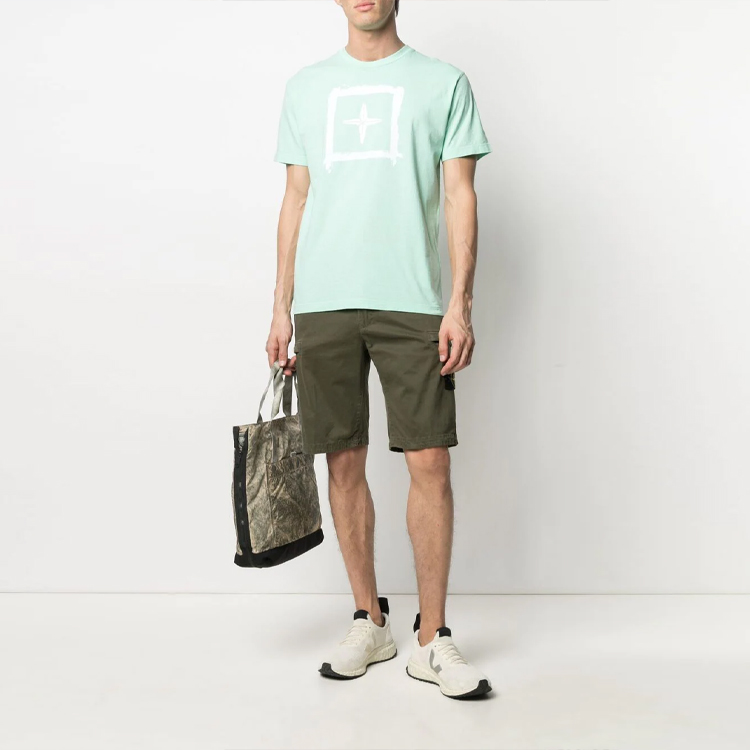 STONE ISLAND Logo Olive Green  Casual Shorts. 7415L0504-V0158 圖 3