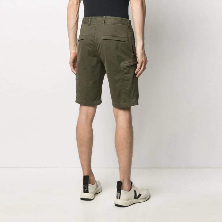 STONE ISLAND Logo Olive Green  Casual Shorts. 7415L0504-V0158 圖 5