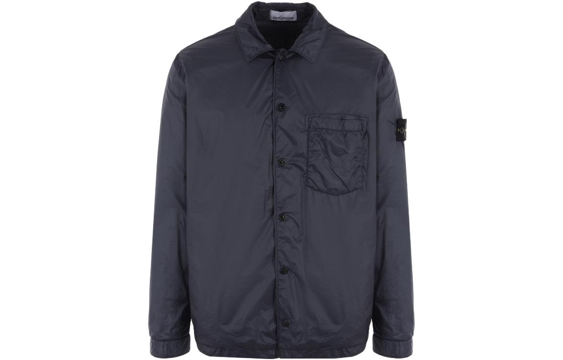 Stone Island Logo Patch Button-Up Long Sleeve Jacket for Men 781511025-V0020
