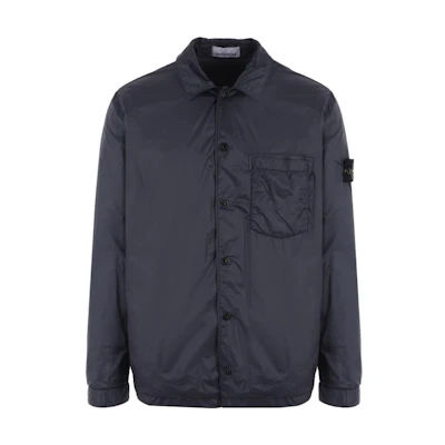 Stone Island Logo Patch Button-Up Long Sleeve Jacket for Men 781511025-V0020