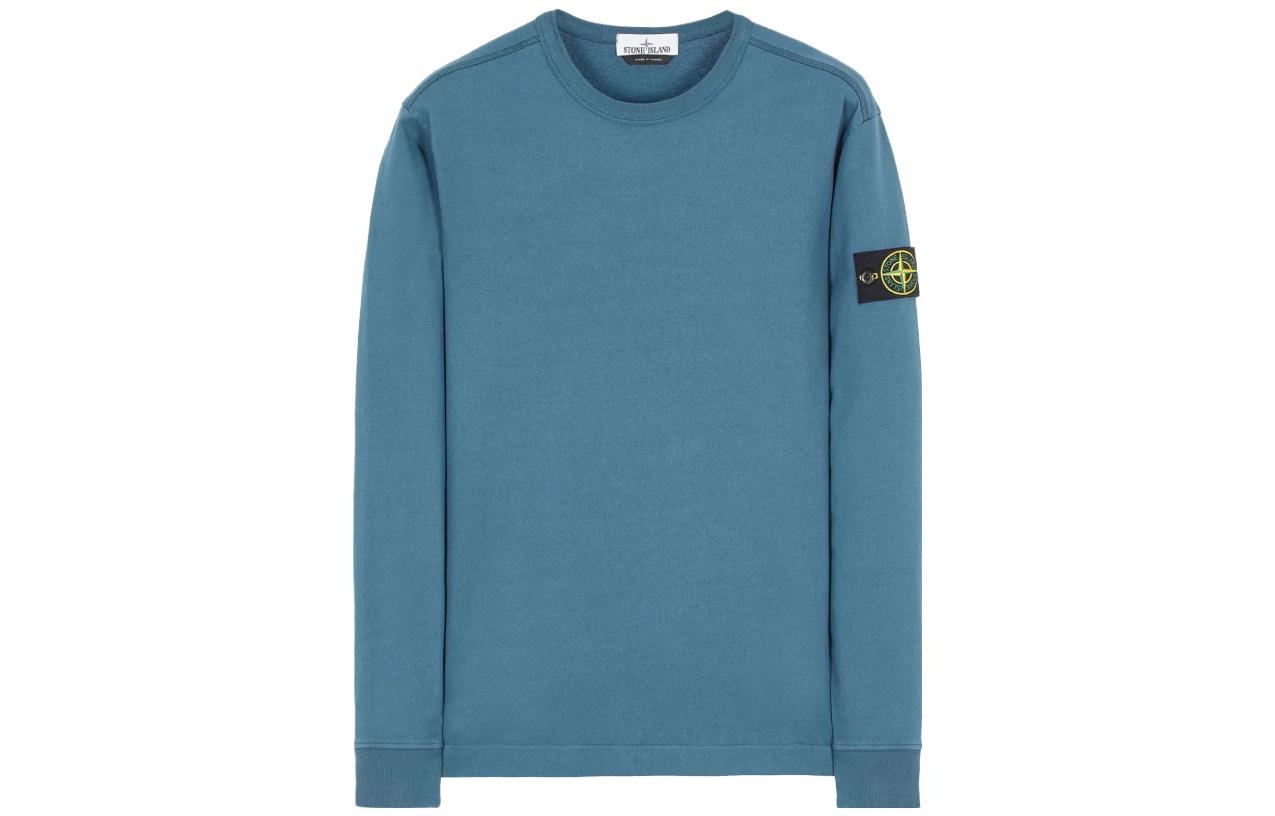 Stone Island Logo Patch Crewneck Long Sleeve Sweatshirt Men’s Blue 751564450-V0023